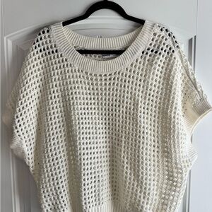 Sonoma Cream Open Knit Short Sleeve Sweater XXL
